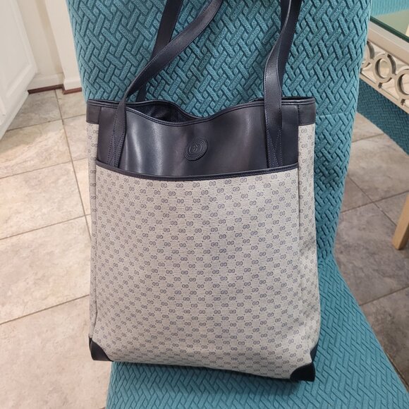 GUCCI MICRO GG**LARGE TOTE/SHOULDER BAG** NAVY - Picture 6 of 16